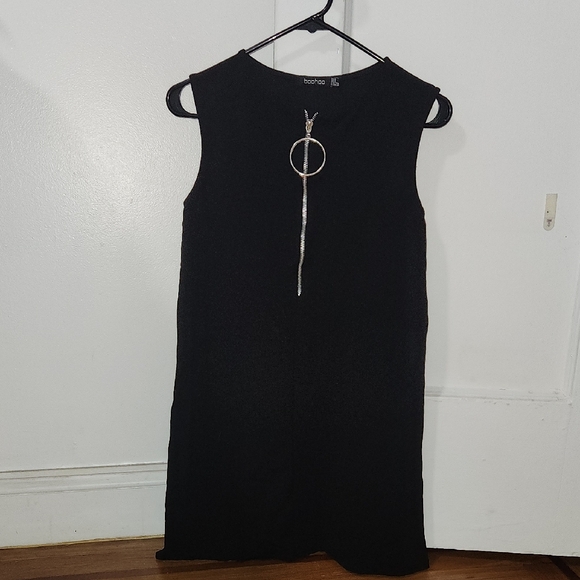 Boohoo Dresses & Skirts - Boohoo Black Ring Zip Mini Dress | Sleeveless Y2K Dress US 4